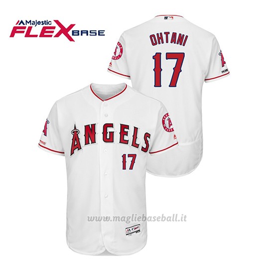 Maglia Baseball Uomo Los Angeles Angels Shohei Ohtani 150th Aniversario Patch Flex Base Bianco